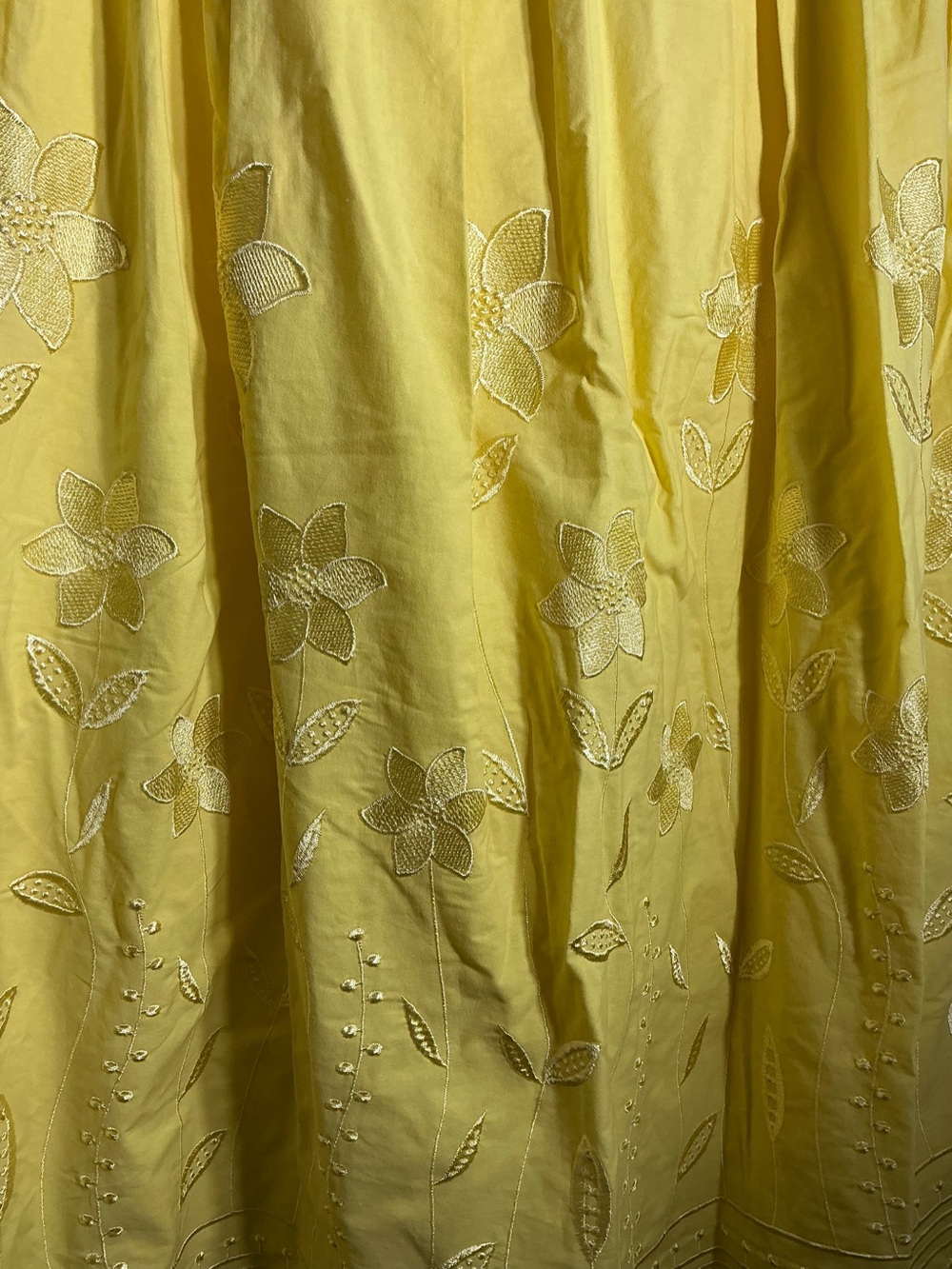 Avec Les Files Yellow Floral Embroidered A-Line Maxi Skirt XS - Picture 3 of 5